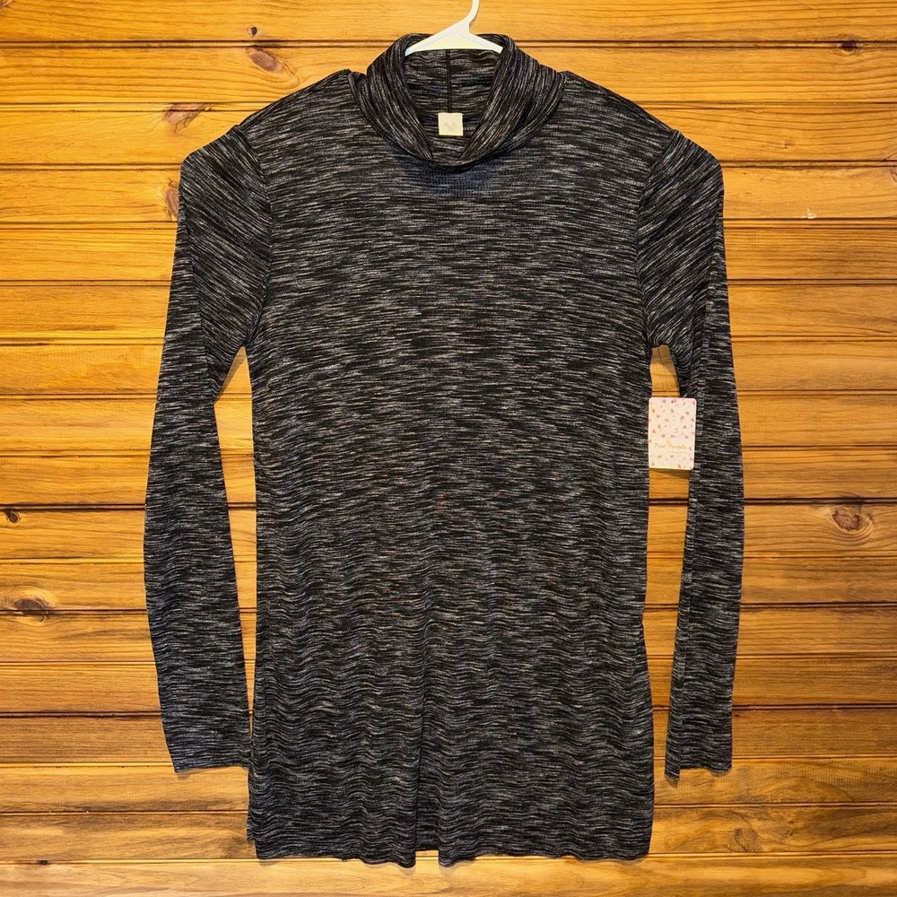 Free People Stonecold Slim Top Dress Womens Size Large Black Split NEW $78 - Picture 2 of 9